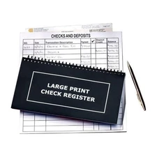 Jumbo Print Check Register Book - Large Print Easy-to-Read Spiral Bound 56 Pa...