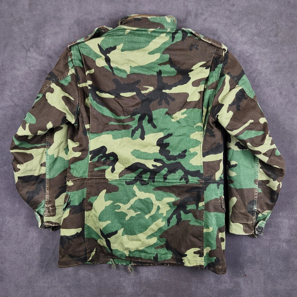 Vintage M-65 Field Coat Jacket Mens Small Regular Woodland Camo Liner USA 80s - Image 3 of 4