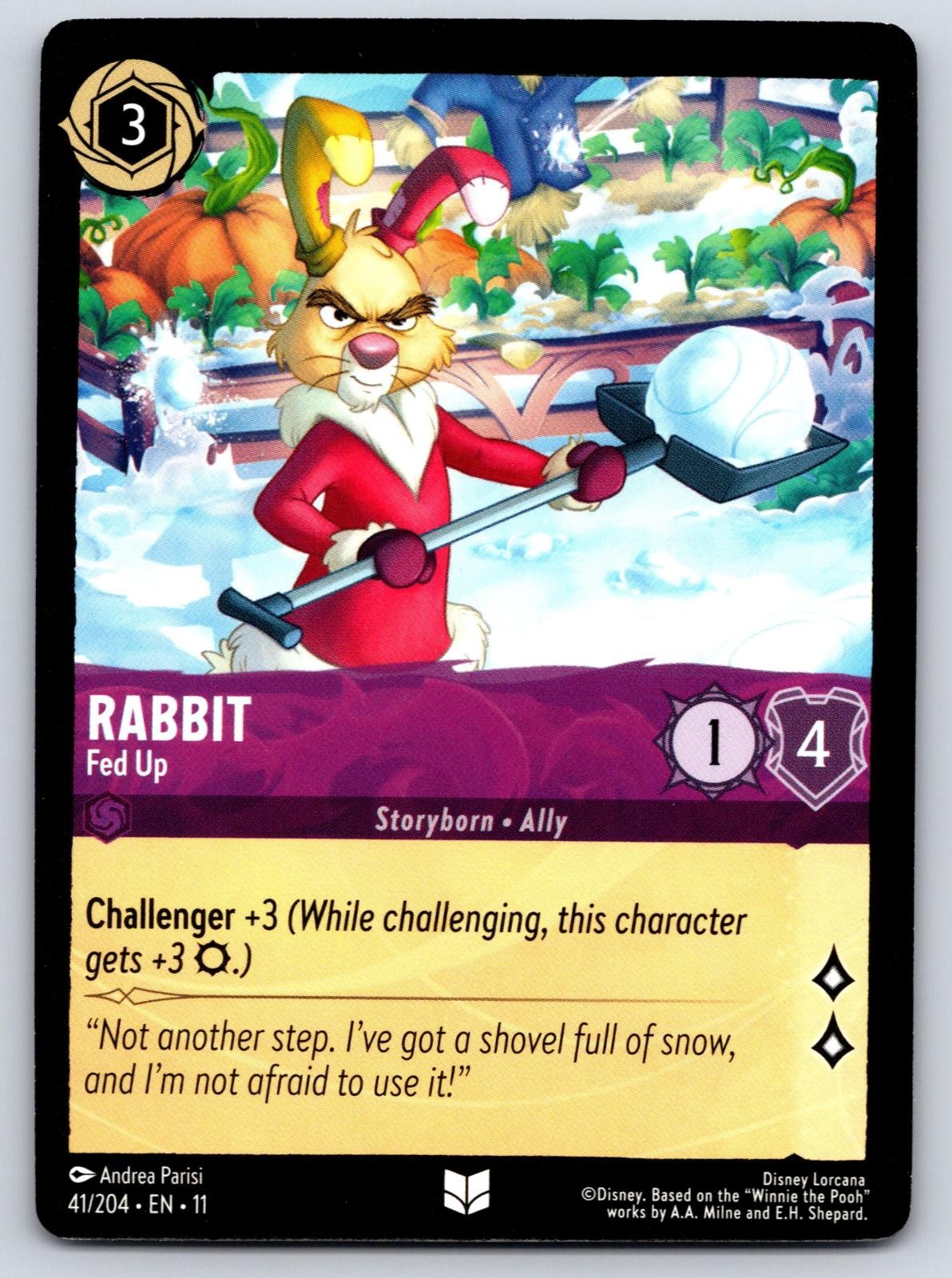 Rabbit - Fed Up 41/204 Uncommon Winterspell Lorcana Lightly Played