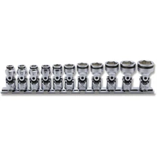 Ko-ken USA 1/4 Sq. Dr. Universal NUT GRIP Socket Set, 5mm-15mm - 11 pieces