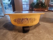 Vintage Old Pyrex Promo Golden Rosette Casserole 043 - 1.5 Qt, 1½ Qt