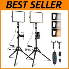 Portable 2800-6500K LED Lighting Kit for Video Recording Streaming - 2 Pack