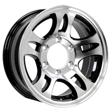 eCustomrim Aluminum Trailer Wheel 15X6 15" T03 Black 6 Lug On 5.5" Center Rim
