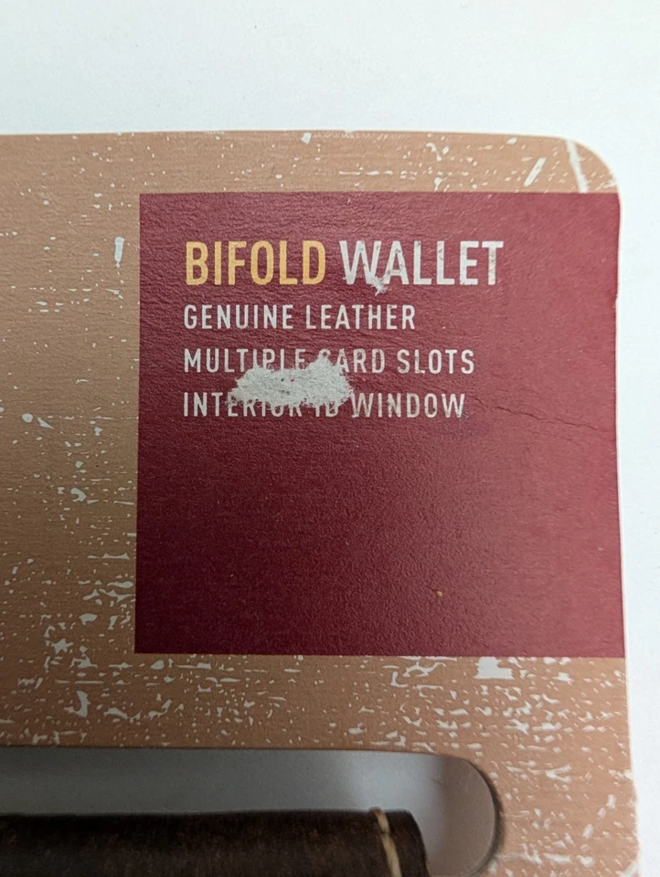 Nueva Cartera Plegable Para Hombres Mossimo Cuero Genuino Repujado - De Colección Años 2000 - Marrón Foto 4 de 4