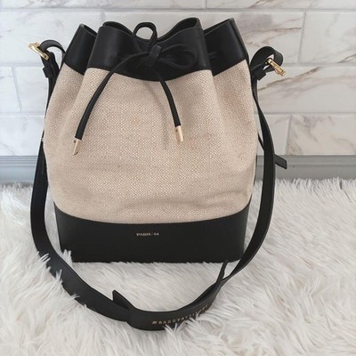 PARIS/64 Mini Schultertasche Leder Rafia schwarz echt leicht Vintage