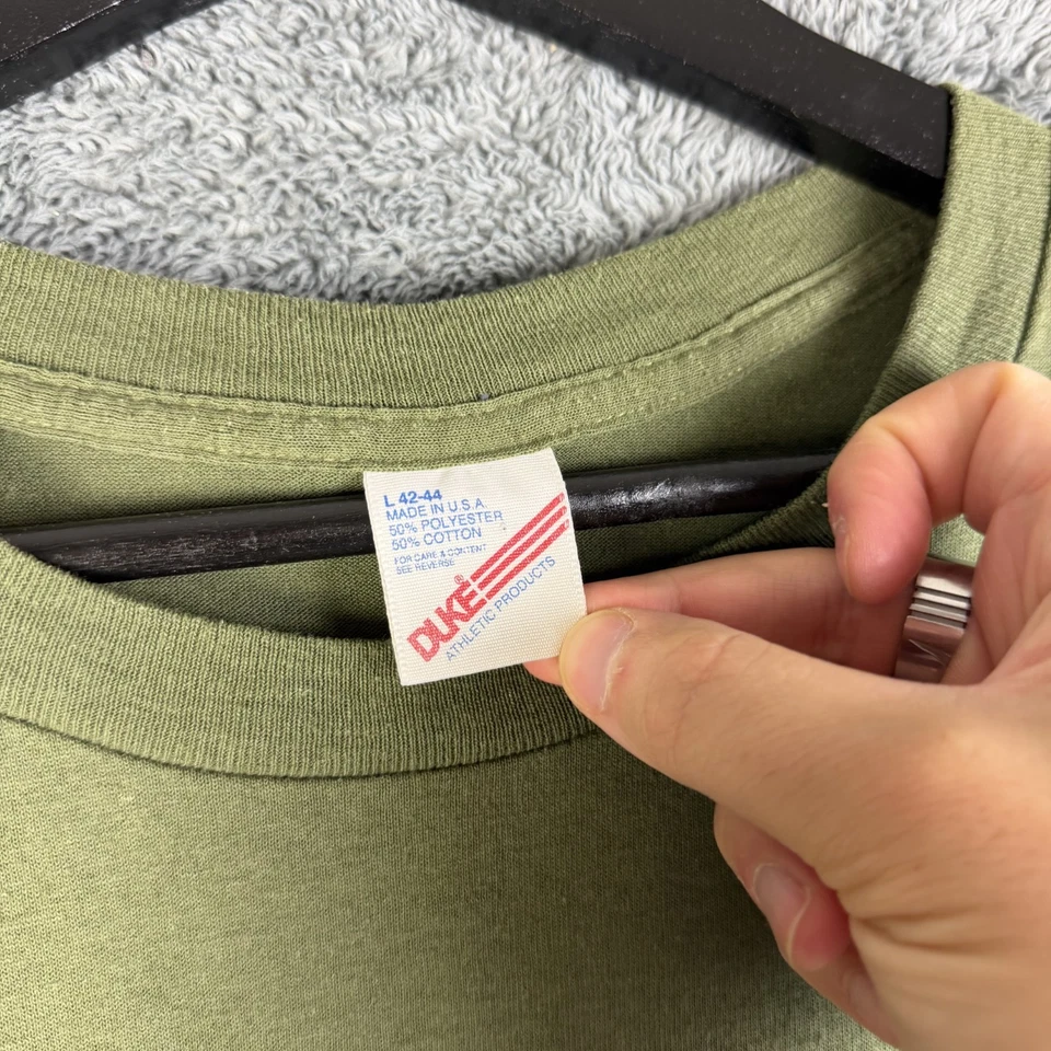 Camiseta Verde Atlética Duke Años 80 De Colección Para Hombre Grande Hecha en EE. UU. Puntada Única Foto 4 de 4