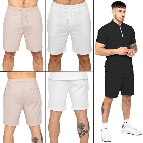 Mens Enzo Shorts Waffle Knit Elasticated Waist Regular Fit Holiday Half Pants - Picture 1 of 20