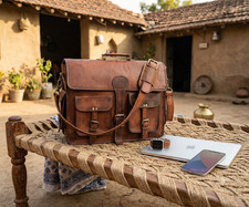 Handmade Men's Genuine Leather Vintage Laptop Messenger Briefcase Bag Satchel