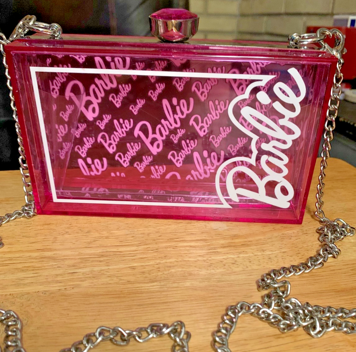 Barbie: The Movie Crossbody Clear Pink Bag Limited Edition Heart Shape Closure