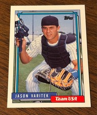 Jason Varitek 1992 Topps Traded Rookie RC Baseball Card #123T Team USA/Red Sox. rookie card picture