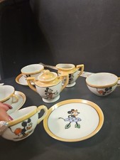 1930s/40s Antique Mickey Mouse/ Minnie Mouse Tea Set 10 Pcs  1 Missing Plate 