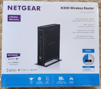 Netgear N300 WNR2000v4 2.4 GHz Wireless WiFi Router FACTORY SEALED