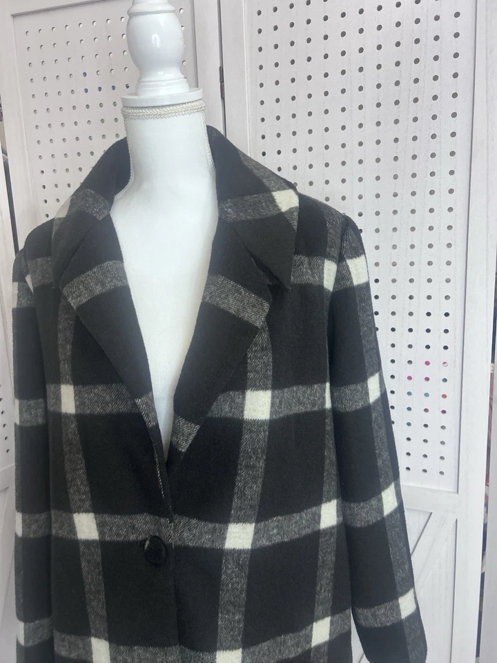 Jaqueta Finders Keepers Revolve painel de janela xadrez mistura de lã tamanho grande - Imagem 2 de 4