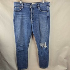 Agolde Jeans Women 31 Blue Denim Nico High-Rise Slim Fit Jean Distressed Stretch