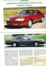1987- 1988 FORD THUNDERBIRD TURBO 3 page Color Article