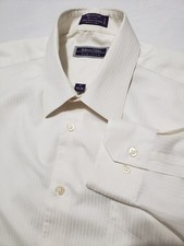 Roberto Villini L/S Button Front Shirt Solid Ivory Men's 17 34-35