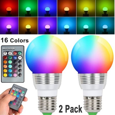 1/2 Pack E27 RGB LED Light Bulb Multicolor Changing Magic Lamp w/ Remote Control