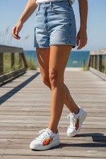 Jeffrey Campbell Hot Rod Leather Suede Flames Pointed Toe Platform Sneakes Sz 8