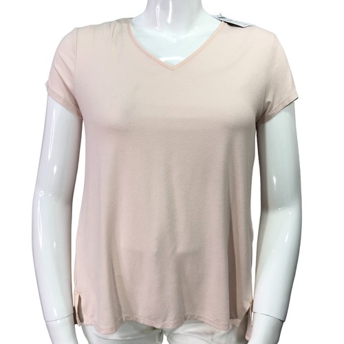 Chicos Womens Size 1 US 8 Blouse Wade Woven Back Inset Top Short Sleeve Pink NEW - Bild 2 von 14