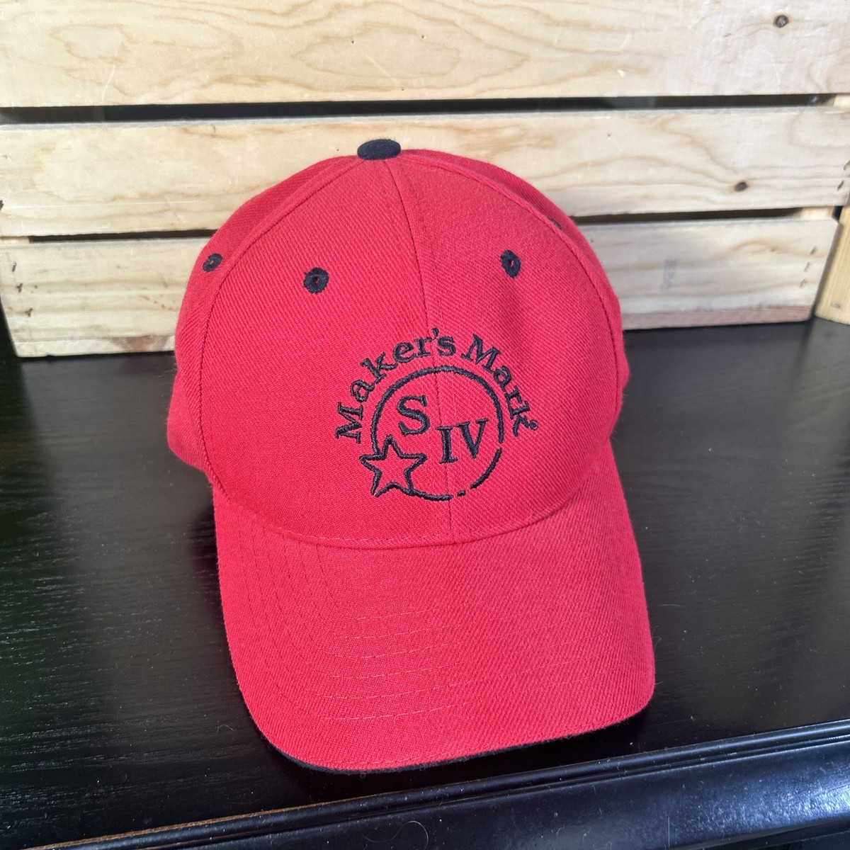 Maker's Mark S IV Whiskey Adult Adjustable Strap Hat Red Ball Cap