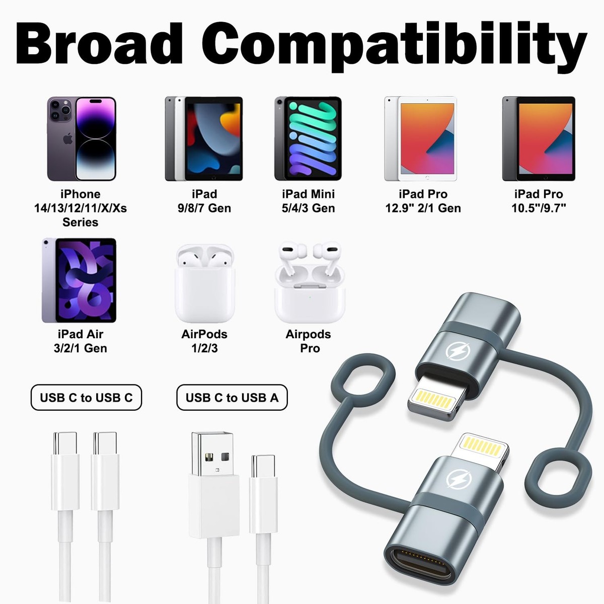 TiMOVO Lightning Female to USB C Male Adapter, 4 Pack USB C to Lightning Adapter Supports Charging & Data Sync with Anti-Lost Loop for iPhone 17/16 Pro Max Plus, iPad Pro/Air, Not TiMOVO Lightning Female to USB C Male Adapter, 4 Pack USB C to Lightning Adapter Supports Charging & Data Sync with Anti-Lost Loop for iPhone 17/16 Pro Max Plus, iPad Pro/Air, Not