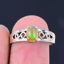 Halloween Sale Ethiopian Opal Gemstone Solid Silver Statement Trendy Ring Size 8