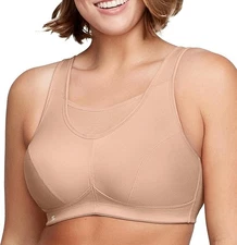 Glamorise E3452 Full Figure No-Bounce Camisole Sports Bra Wirefree Café US 34F