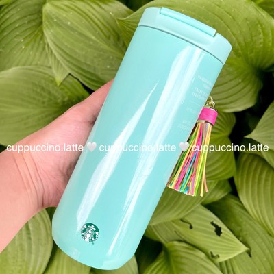 NWT Starbucks 2025 Mint Blue Pearl SS Bottle Tumbler with