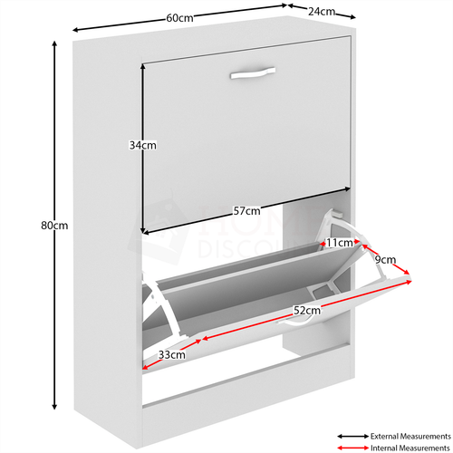 Schuhschrank mit 2 Schubladen Aufbewahrungsschrank Schuhe Ständer Regal Holzschrank Weiß Neu - Bild 2 von 7