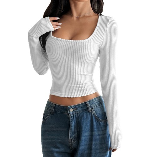 Sexy Style einfarbiges Langarm Weste T-Shirt für Damen 2025 - Bild 1 von 25