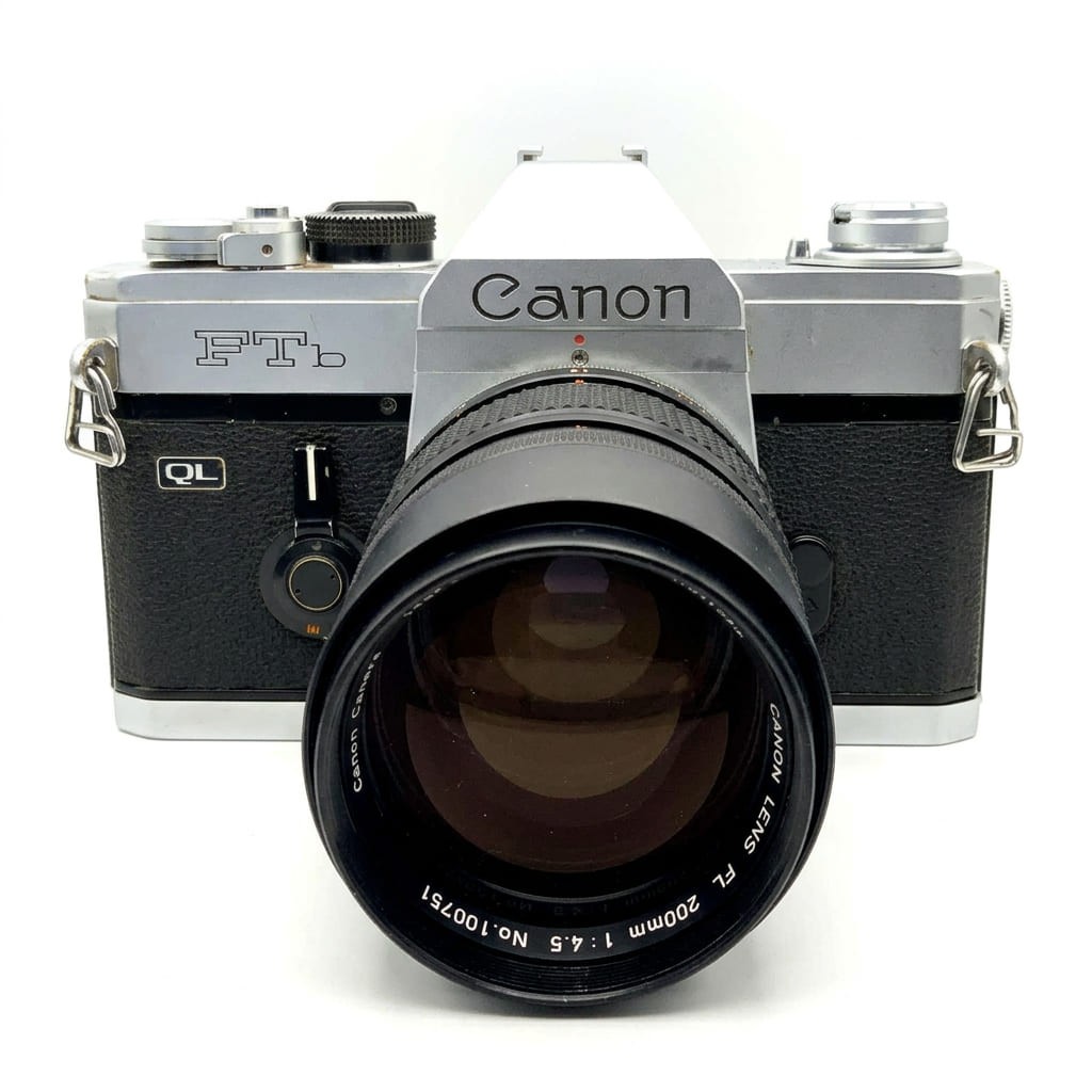Canon FTb 35mm FT b SLR QL + Canon 200mm f/4.5 kit set fotocamera reflex analogica 35mm