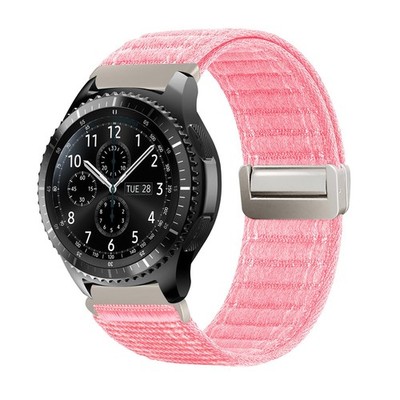 Smartwatch Armband für Samsung Gear S3 Frontier 46mm Nylon Textil Magnet Rosa