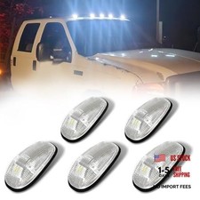 Led Cab Lights Oval 5pc H-white Light-clear Len-forddodge Ramtoyotagmc