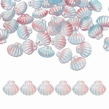 100 Pcs Glass Crystal Bead, Scallop Shape Beads for Jewelry Making, Pink/Blue