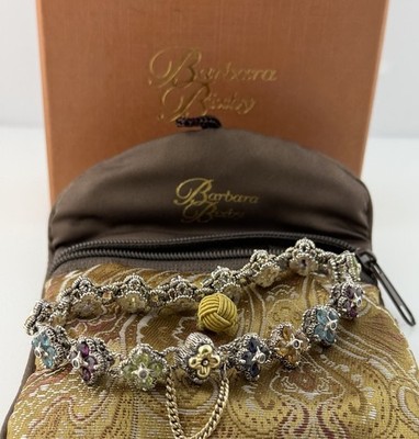 Barbara Bixby Sterlingsilber/18K Multi-Edelstein Blume Armband 7,5'' 35G selten