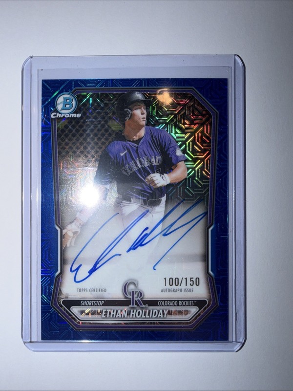 2026 Bowman Chrome Ethan Holliday Blue Mojo Refractor Auto /150