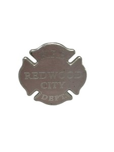 Fire Department Hitch Cover Redwood City Emblem Cast Metal Vintage Original