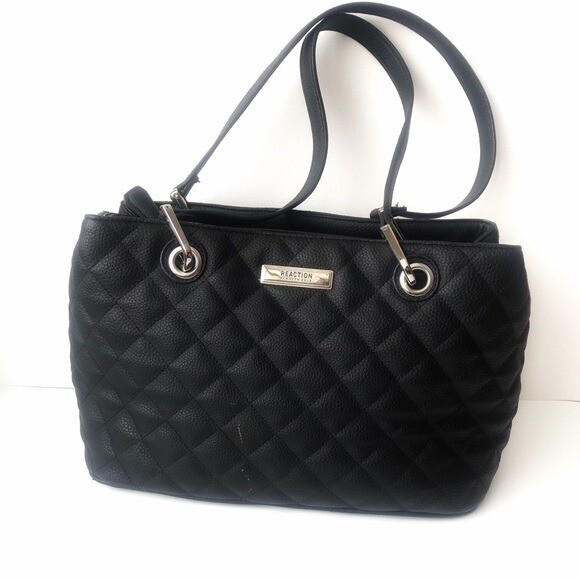 Black Kenneth Cole Handbag with Chain Details Kenneth Cole Black Genuine Leather Small Shoulder Bag - Etsy main image 2