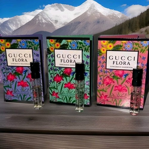 3 GUCCI FLORA GORGEOUS GARDENIA, GORGEOUS JASMINE, GORGEOUS MAGNOLIA EDP SAMPLES