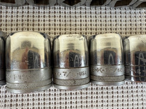 S-K 1/2" Drive 12 Pt SAE Shallow & Deep 401/408 Series Sockets w Ratchet 21 Pcs - Foto 13 di 17