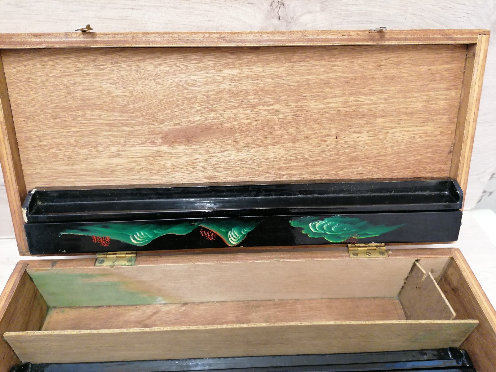 vintage mahjong wooden boxed with wooden trays eBay