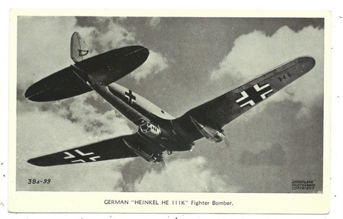 AIRCRAFT - GERMAN "HEINKEL HE111K" FIGHTER BOMBER Postcard. (38A-99)