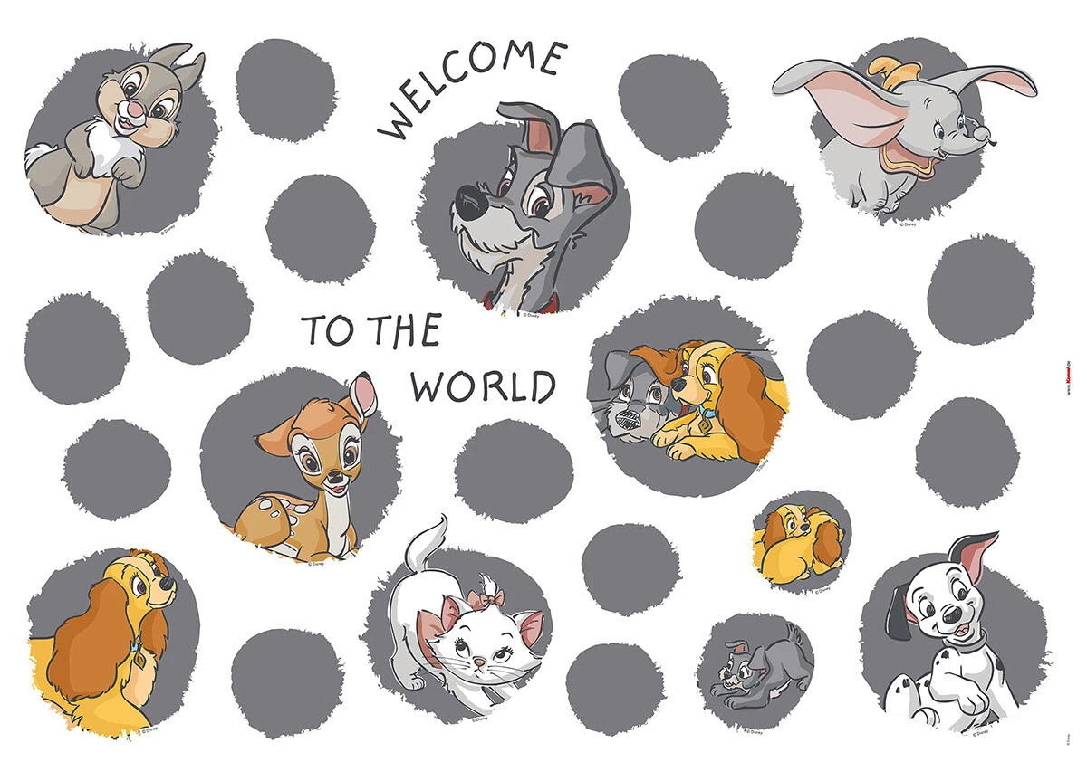 Set De Pegatinas Pared Disney Animales 100x70cm Gris Vinilo