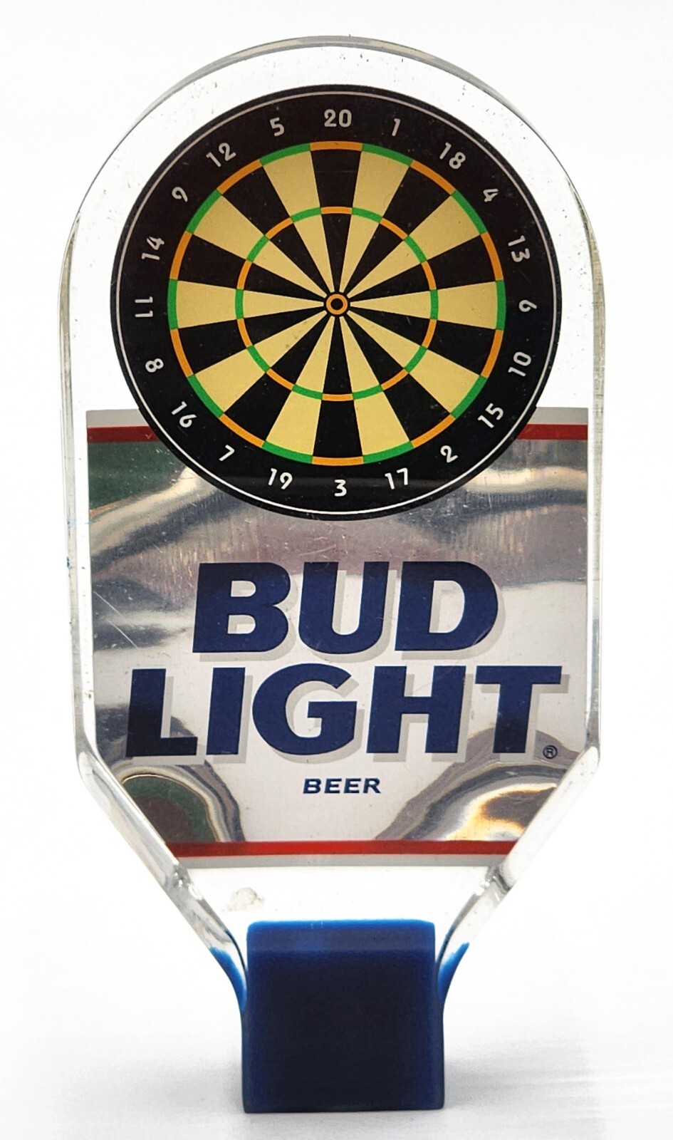 Bud Light Budweiser Beer Acrylic Lucite Dart Board Tap Handle Darts Clear 6.5 in