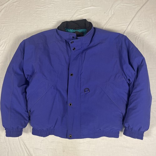 Vtg 90s Eddie Bauer Jacket Mens Large L/G Cobalt Blue Teal Goose Down Puffer - Picture 2 of 12
