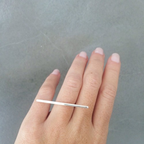 Bar ring, 925 Solid silver line Ring horizontal bar ring Long Simple Women Ring - Picture 6 of 11