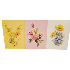 Vtg 3 Floral Blank Greeting Cards by Artistic Greetings Inc. USA Made