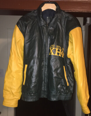 Vintage 90s Unisex CHI ETA PHI Sorority Jacket Sz XL Forest Dark Green Gold