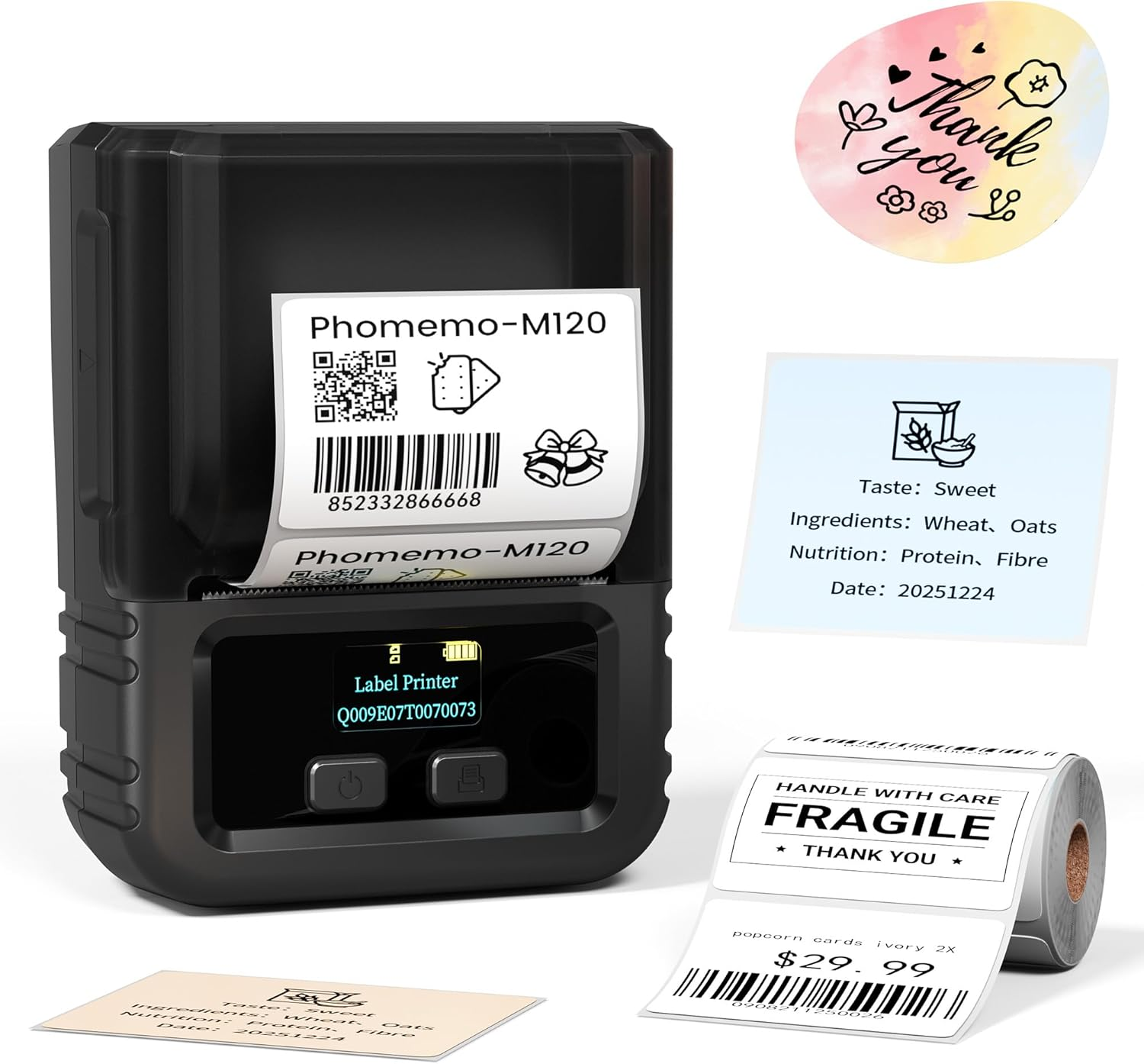 M120 2-Inch Thermal Label Printer for Small Business with Tape-image
