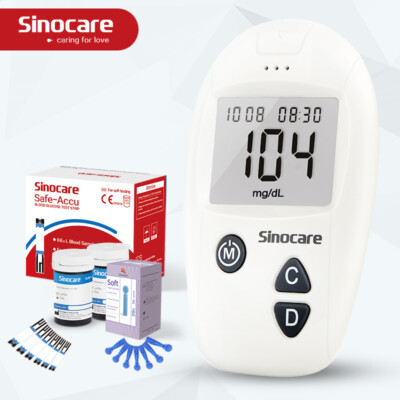 Sinocare Coderee Blutzuckermessgerät Set mg/dl 100 Teststreifen+ 100 Lanzetten